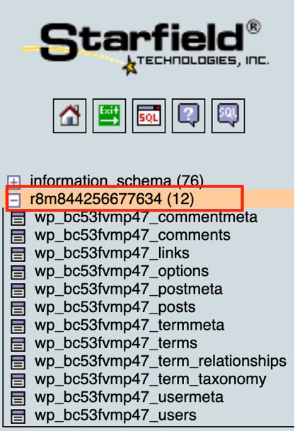 select MySQL database to export