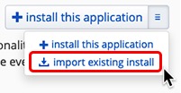 select import existing install